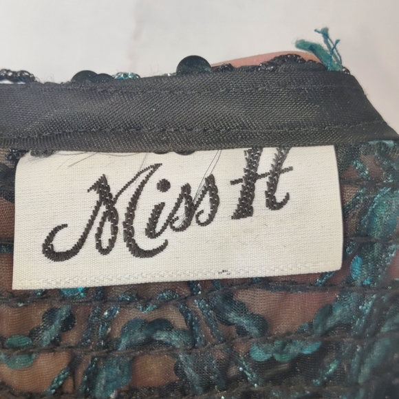 XS/S/M/L 70s/80s Green Sequin Dolman Batwing Sleeve Poncho Party Top - Picture 9 of 9